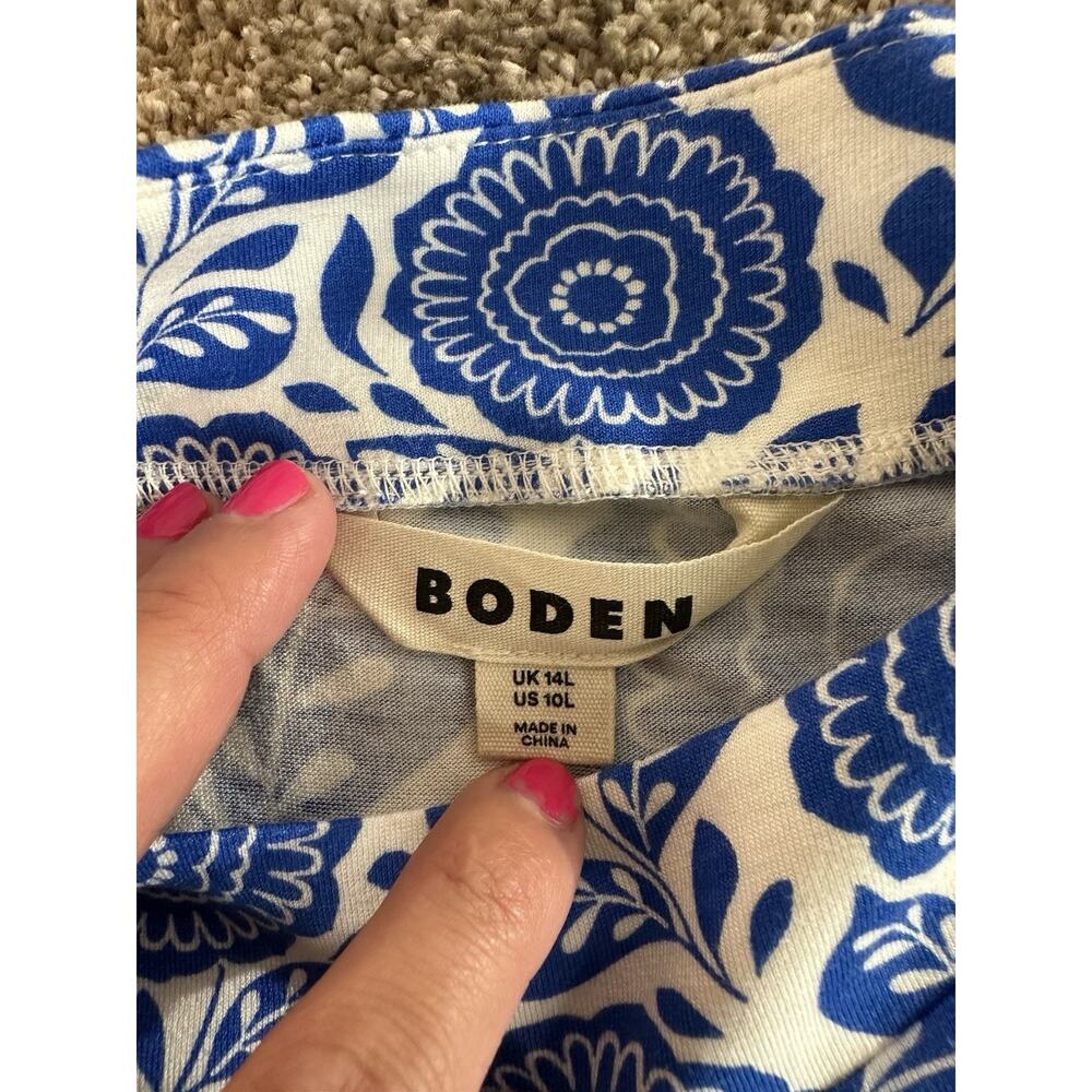 Boden Melanie Jersey Maxi Long Dress Blue White Floral Print Size 10 - Picture 7 of 11